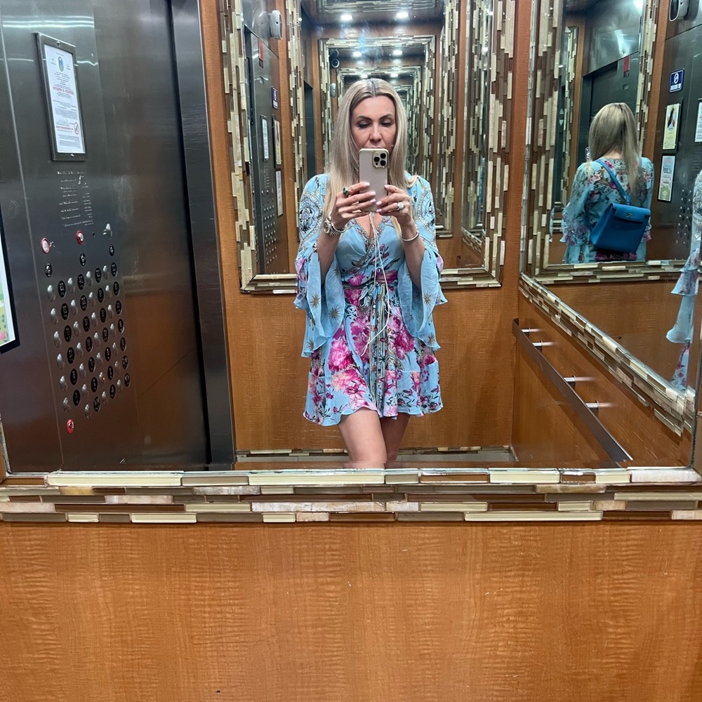 Floral Blue Wrap Dress